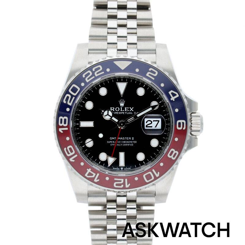 ロレックス ROLEX　サイズ:40mm 【126710BLRO GMTマスターII】SSランダム番ブラック文字盤腕時計(シルバー×ブラック