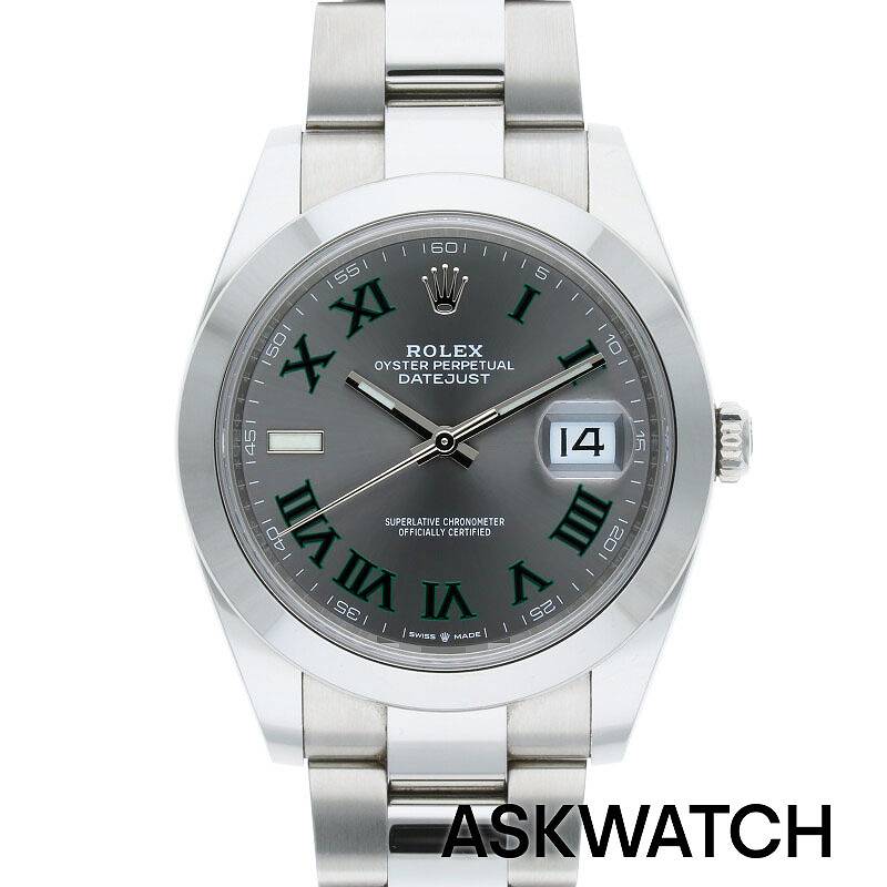 ロレックス ROLEX　サイズ:41mm 【126300 デイトジャスト41】SSランダム品番スレート グリーンローマ文字盤腕時計(シルバー